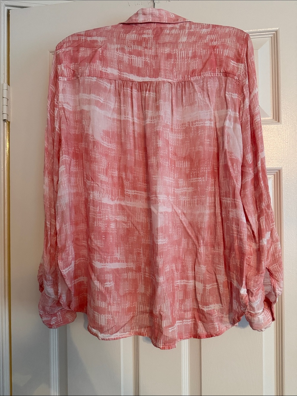 Anthropologie Pink and White Brushstroke Shirt - Picture 3 of 3